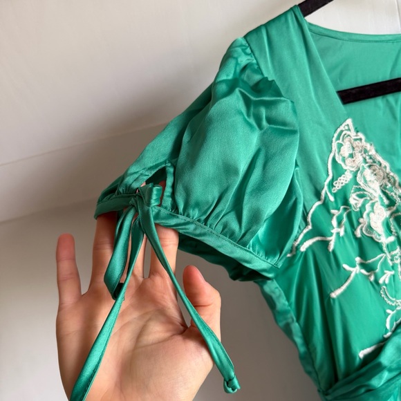 Free People Cooper Maxi Dress Lace Detail Verdis Green Sz 8 - Picture 5 of 12